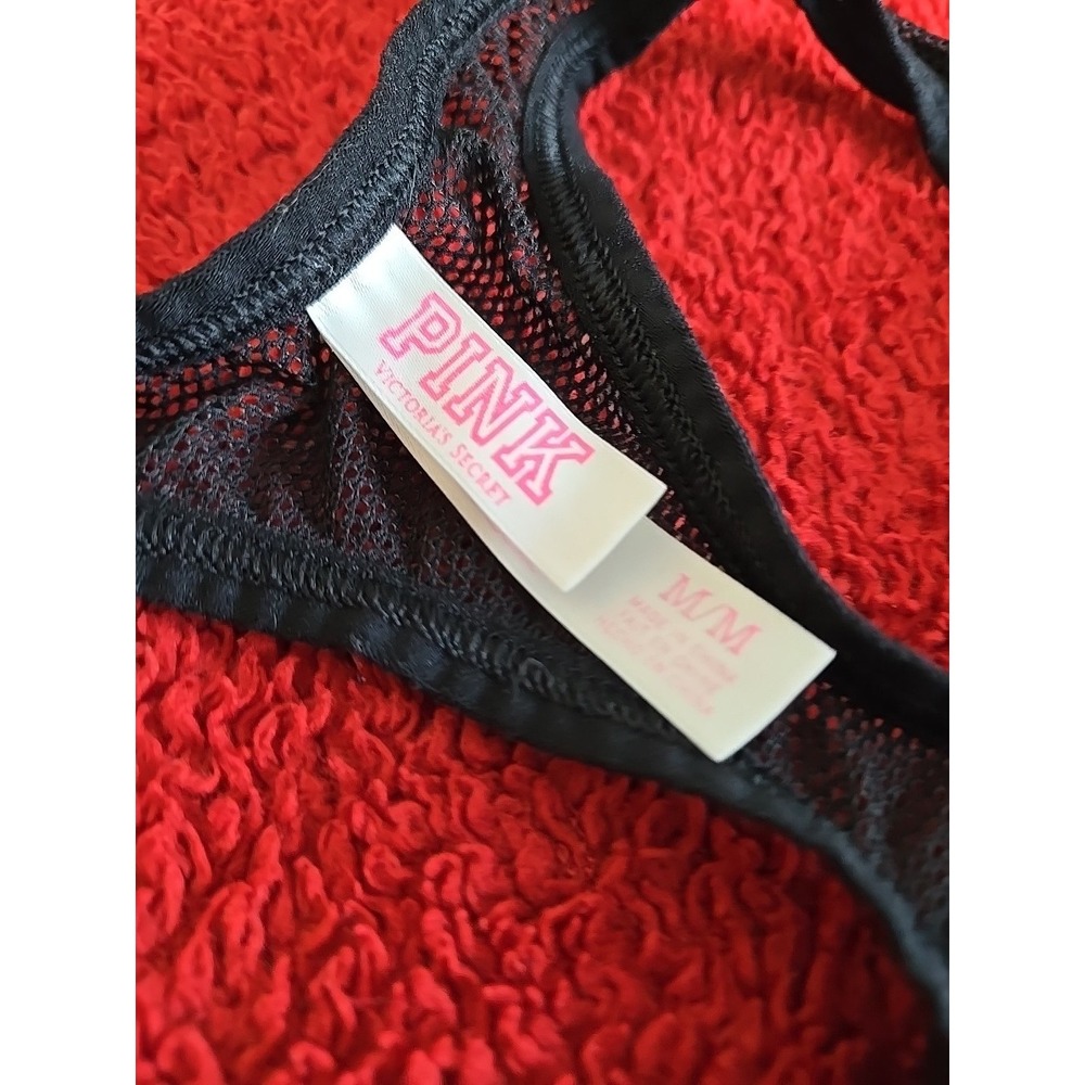 Victoria Secret Pink Bralette Med Black lace Racerback - Picture 2 of 9